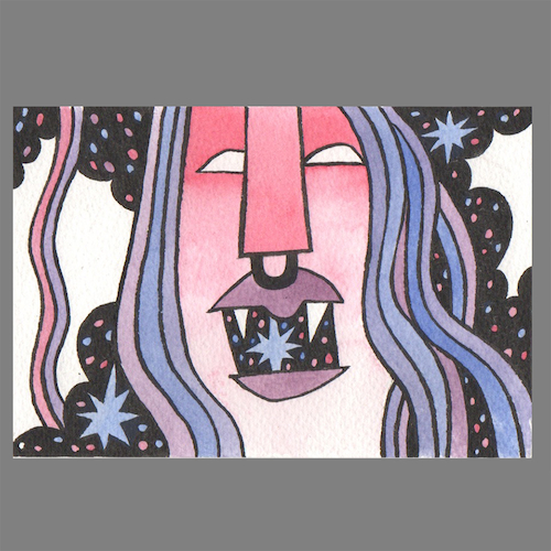View full size Yawn 2 postcard painting