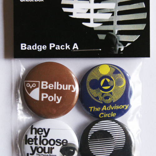 View full size Belbury Poly, The Focus Group - Ghost Box Badge Pack A
