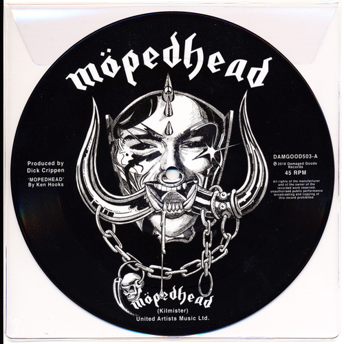 View full size Johnny Moped - Motorhead - 7" pic disc (BLACK/WHITE VERSION)