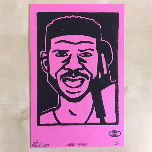 View full size Larry Levan lino print pink