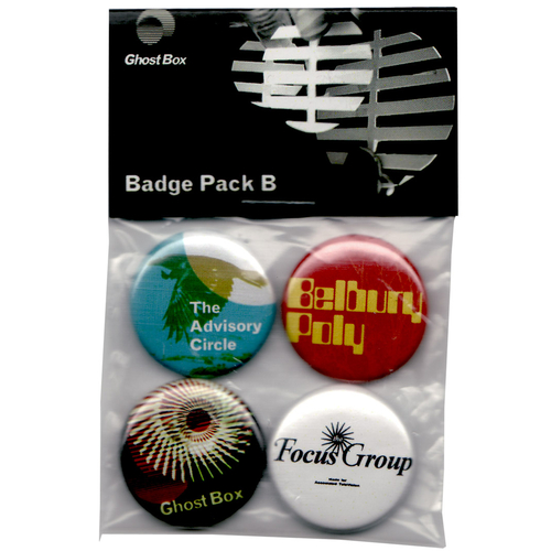 View full size Belbury Poly, The Advisory Circle, The Focus Group - Ghost Box Badge Pack B