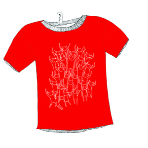 View full size Girl's Red Cat Litter Tee