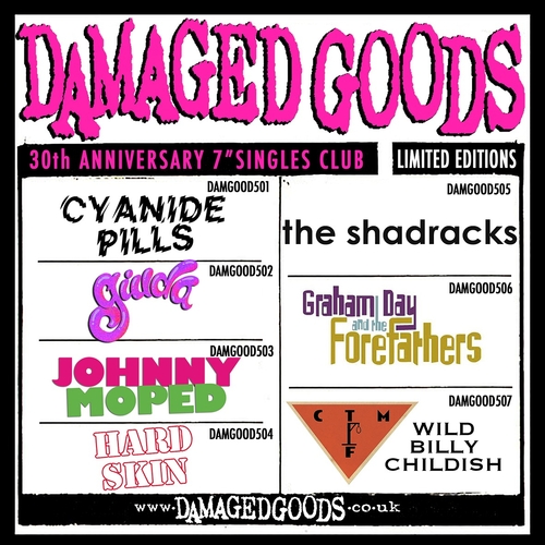 View full size CTMF, Cyanide Pills, Giuda, Hard Skin, Johnny Moped, The Shadracks - 30th Anniversary Singles Club (250 copies only)