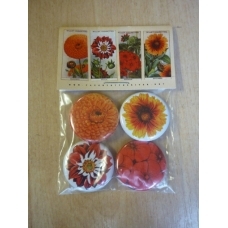 View full size Flowers. set of four button badges