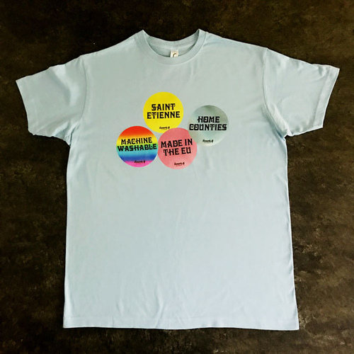 View full size Home Counties - Mens Sky Blue Tee - multi sticker design