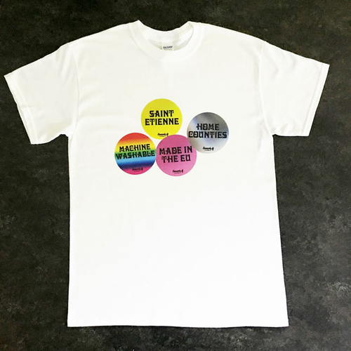 View full size Home Counties - Mens White Tee - multi sticker design